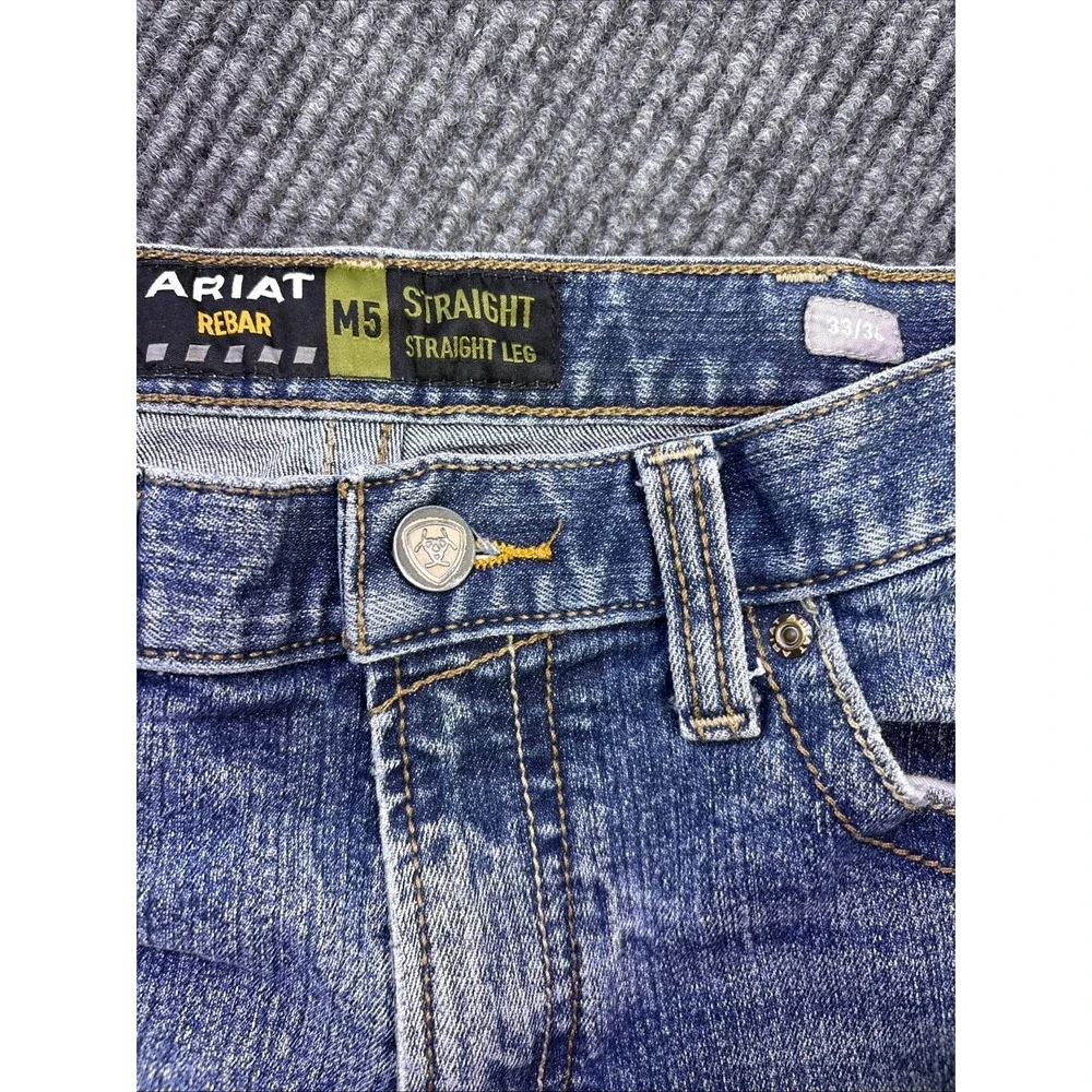 Ariat Rebar M5 Jeans Men's 33x36 Distressed Straight Leg Ironside Durastretch